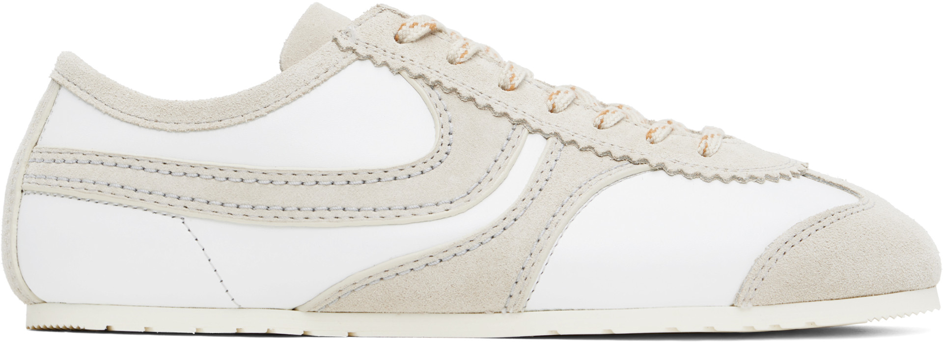 Dries Van Noten: Taupe & White Suede Sneakers | SSENSE