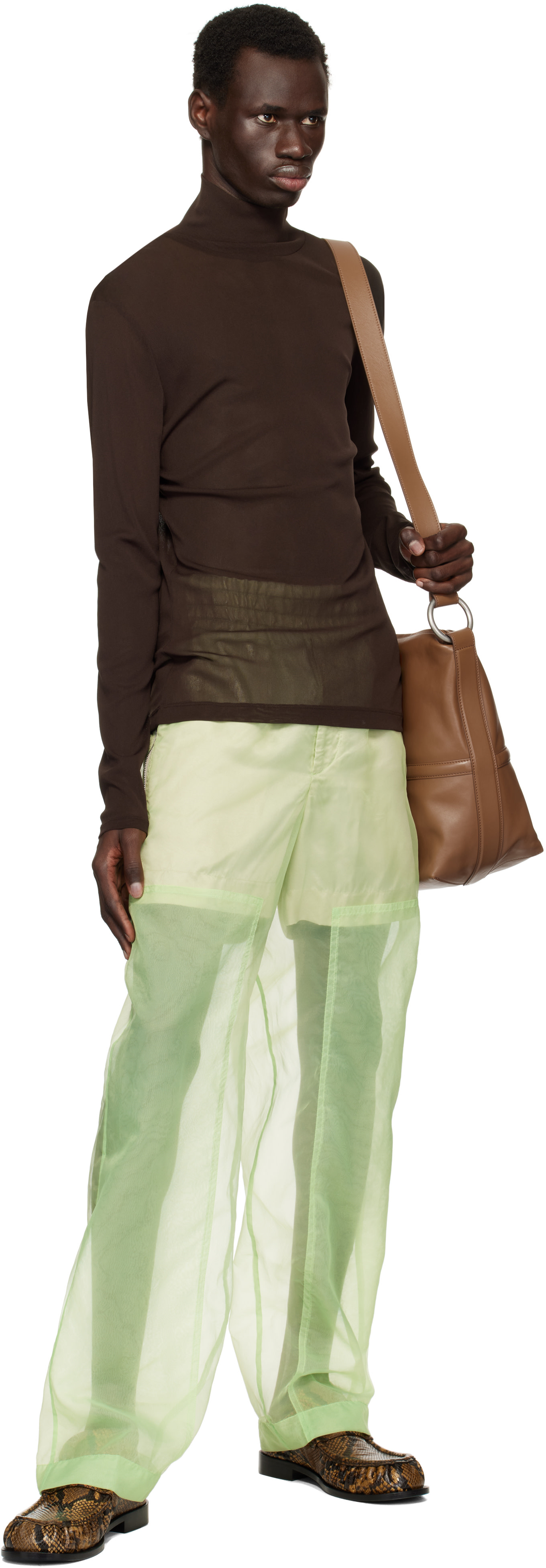 Dries Van Noten: Green Layered Trousers | SSENSE