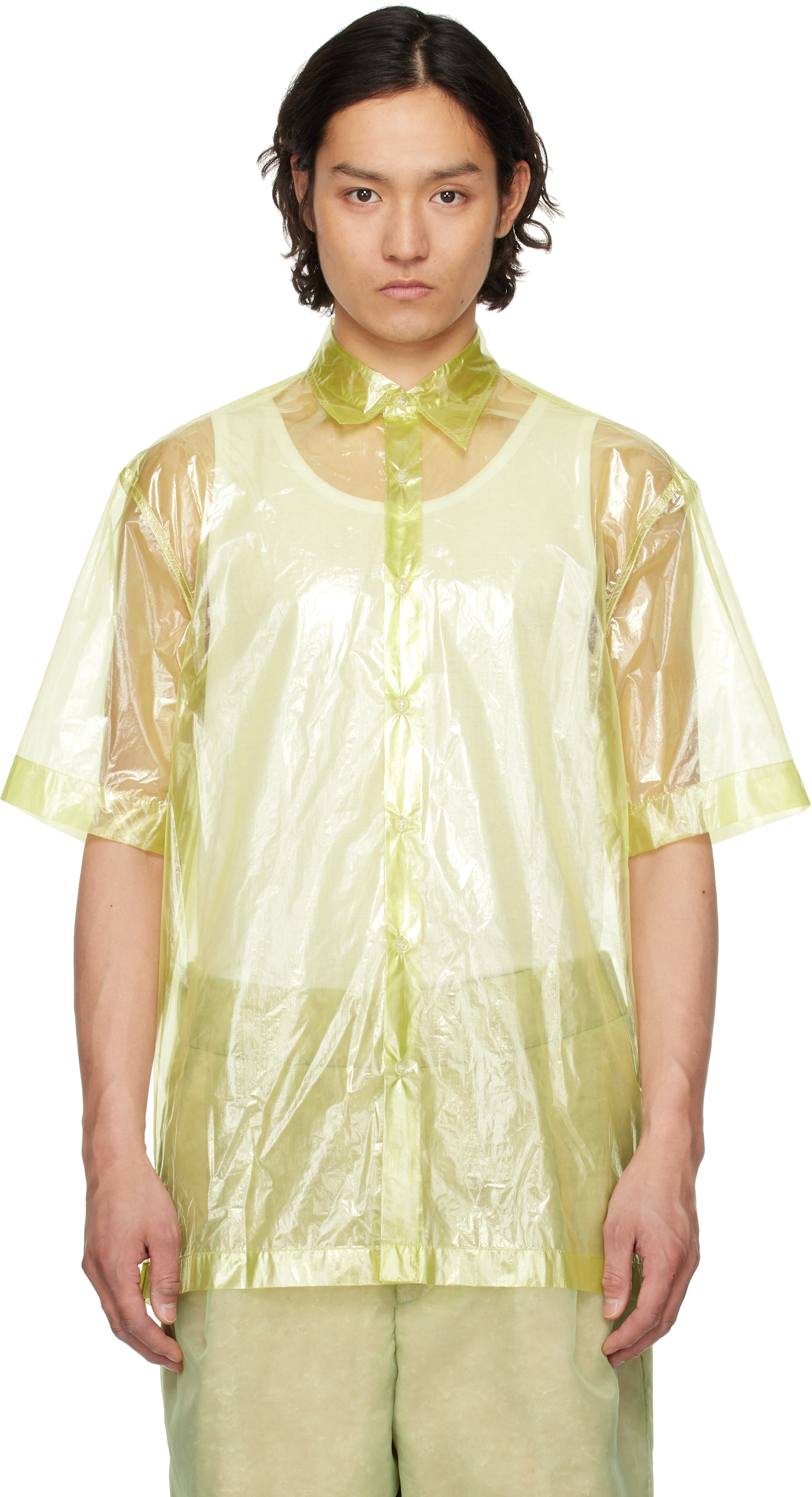 DRIES VAN NOTEN ライトグリーン 半袖シャツ 36 Sequined shirt in green - Dries Van Noten | Mytheresa