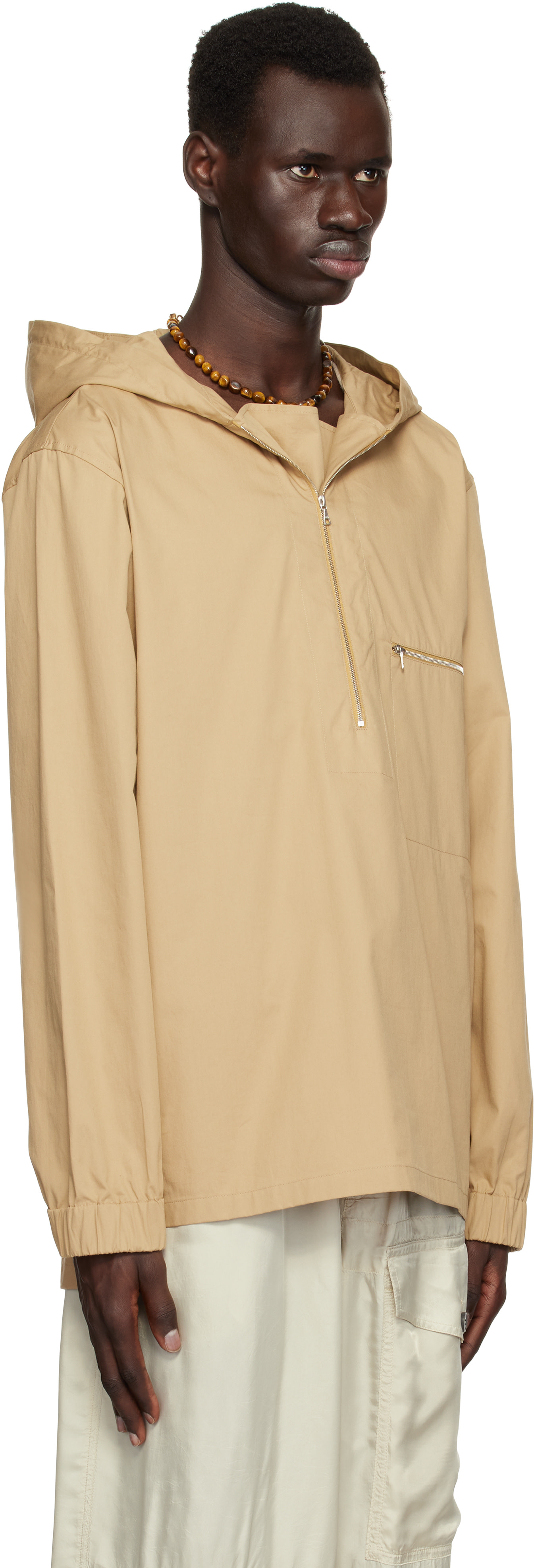 Dries Van Noten: Beige Half-Zip Jacket | SSENSE