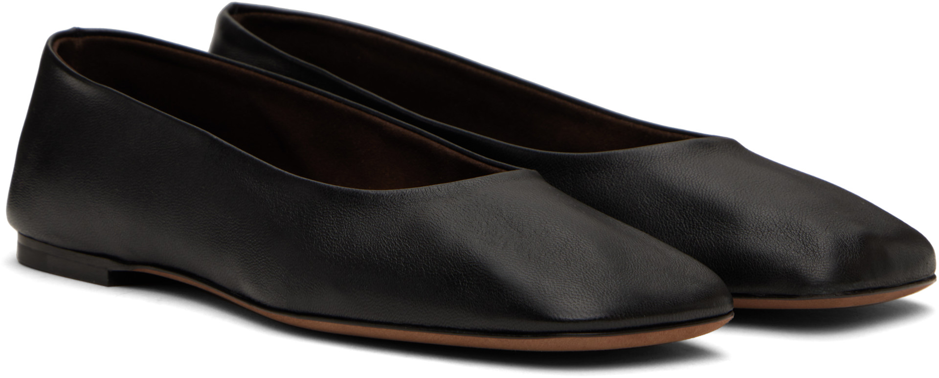 The Row: Black Square Ballerina Flats | SSENSE Canada