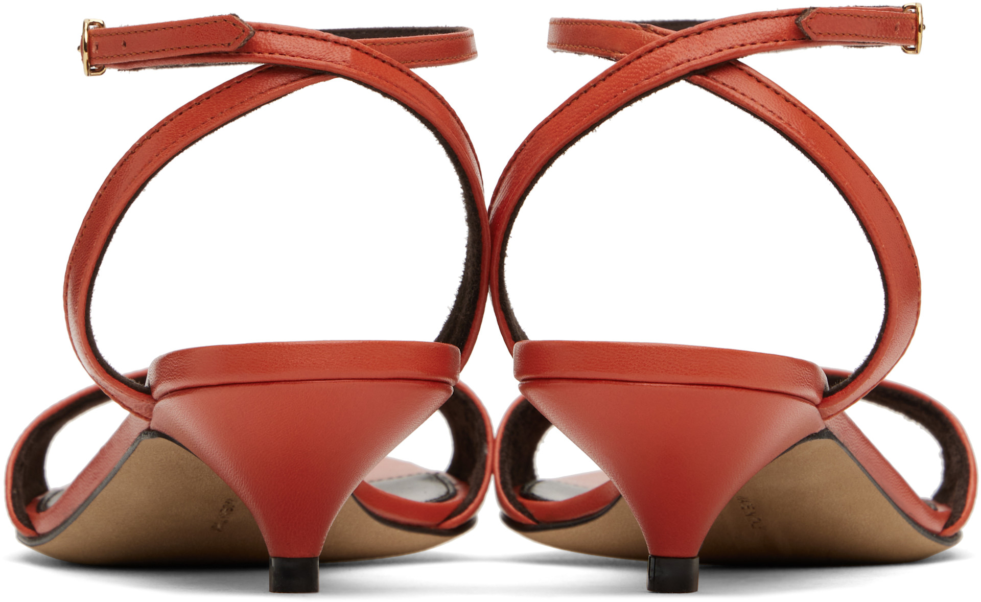 The Row: Orange Vika Ankle Strap Kitten Heeled Sandals | SSENSE