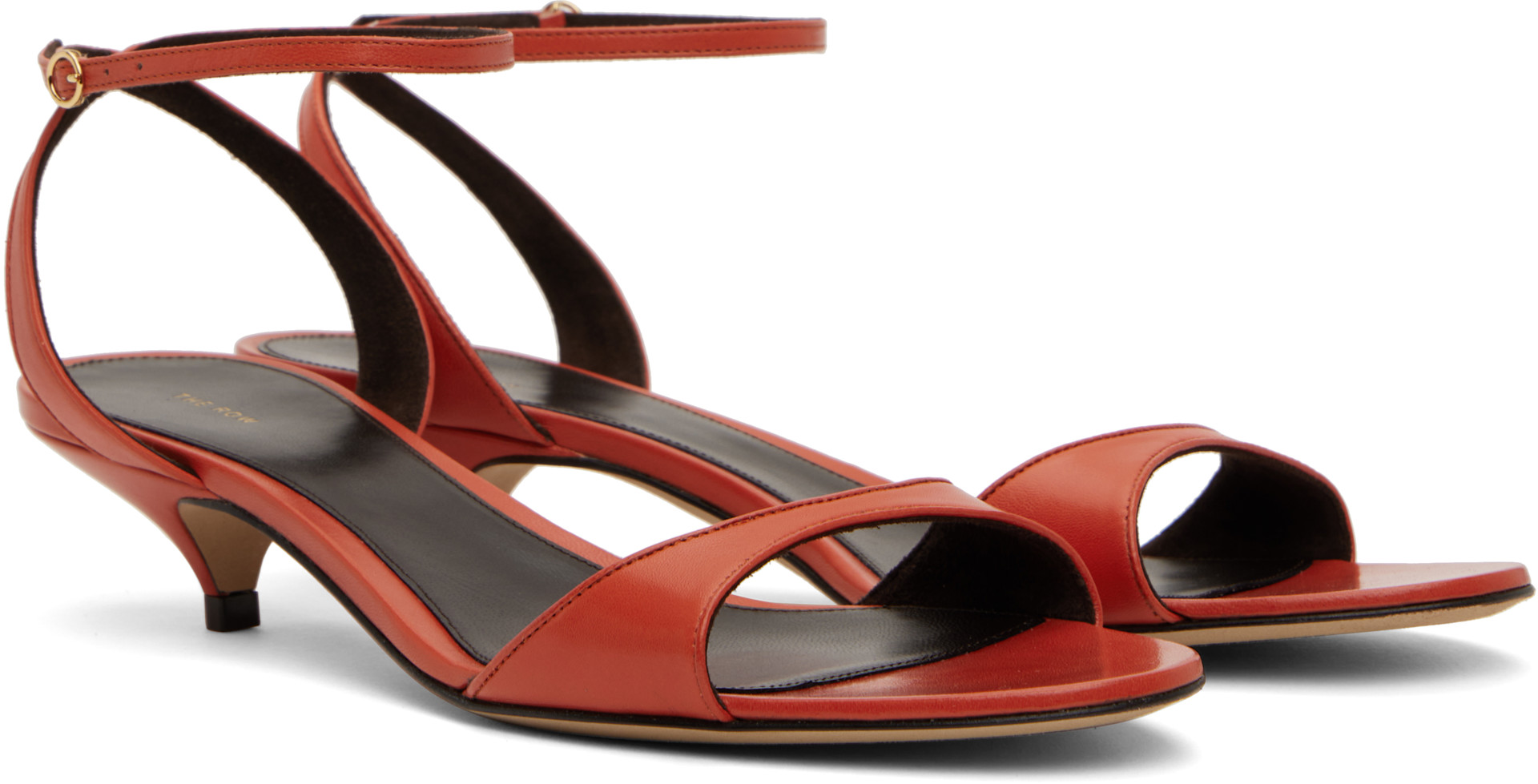 The Row: Orange Vika Ankle Strap Kitten Heeled Sandals | SSENSE