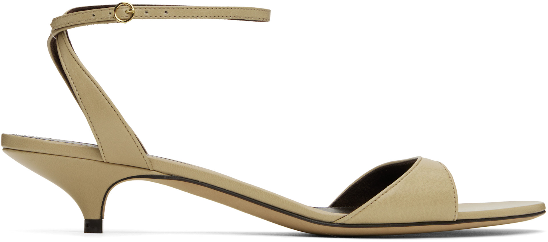 The Row: Gray Vika Ankle Strap Kitten Heeled Sandals | SSENSE