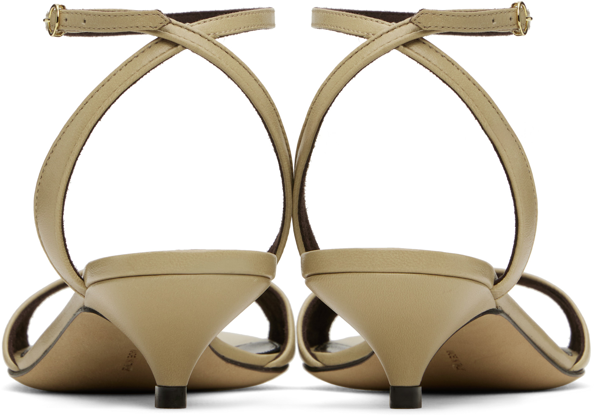 The Row: Gray Vika Ankle Strap Kitten Heeled Sandals | SSENSE