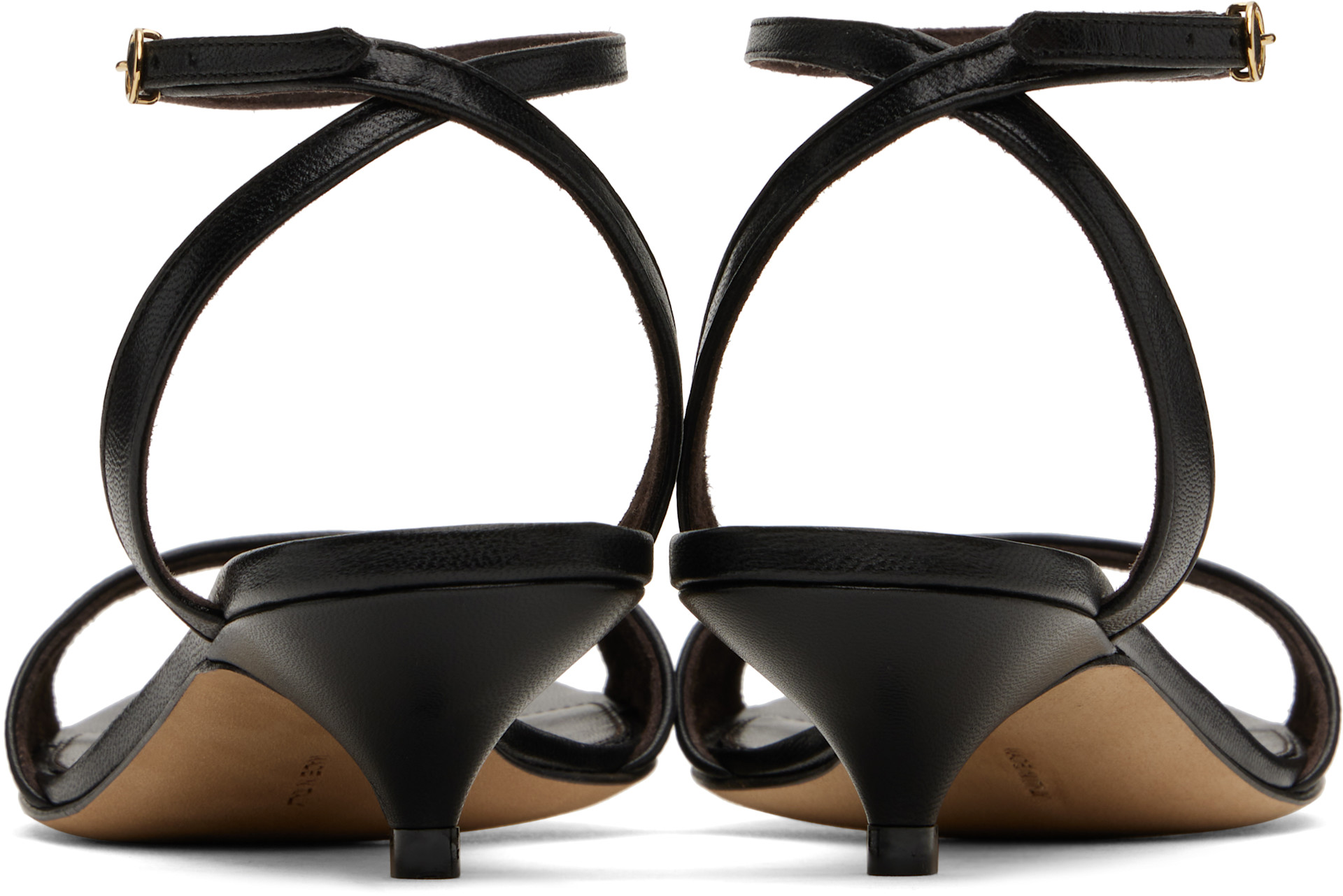 THE ROW ELASTIC KITTEN ヒールサンダル　サイズ37 The Row: Black Vika Ankle Strap Kitten Heeled Sandals | SSENSE