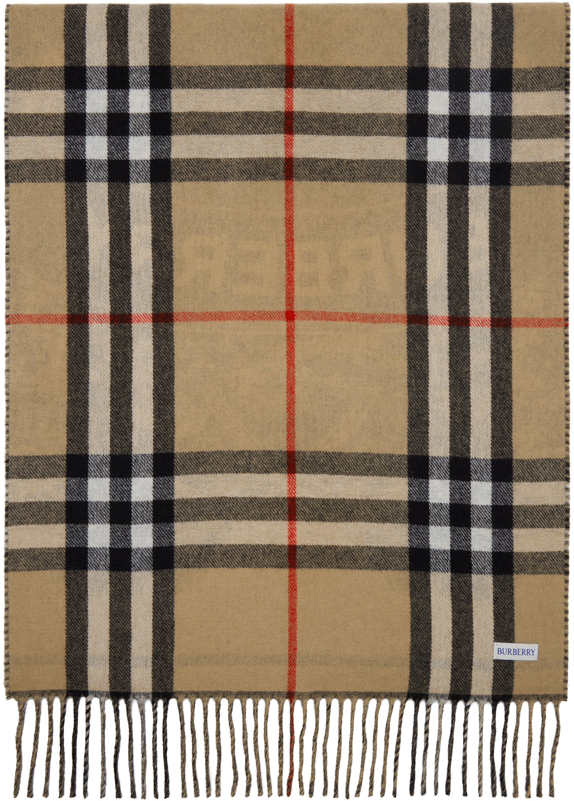 BURBERRY　リバーシブル　カシミヤマフラー Burberry: ベージュ EKD カシミヤ リバーシブル マフラー | SSENSE 日本