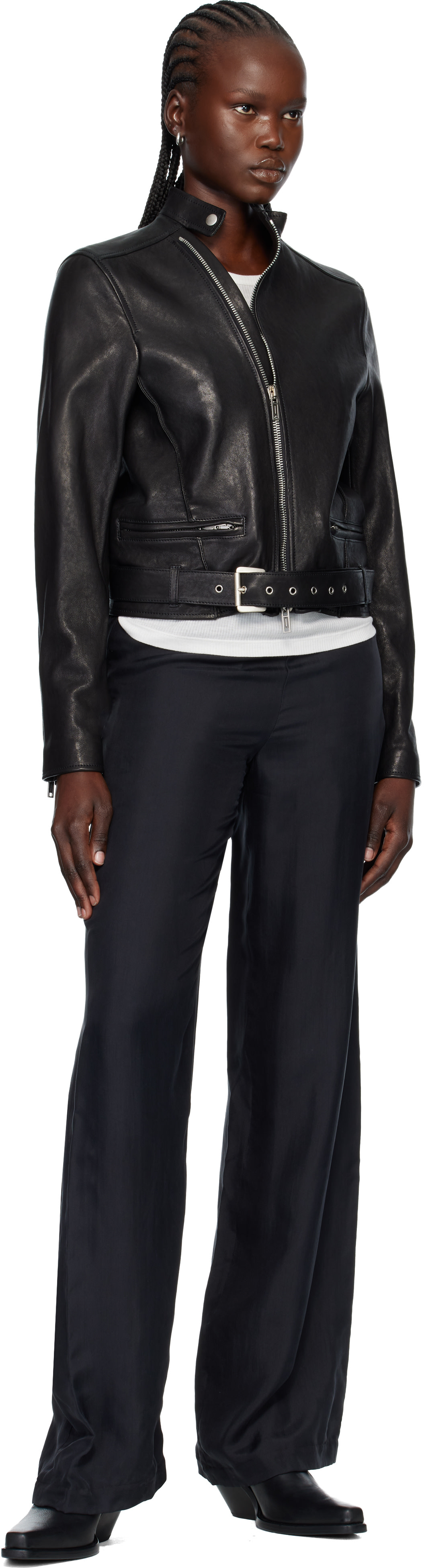Ann Demeulemeester: ブラック Ikra フィット レザー バイカー