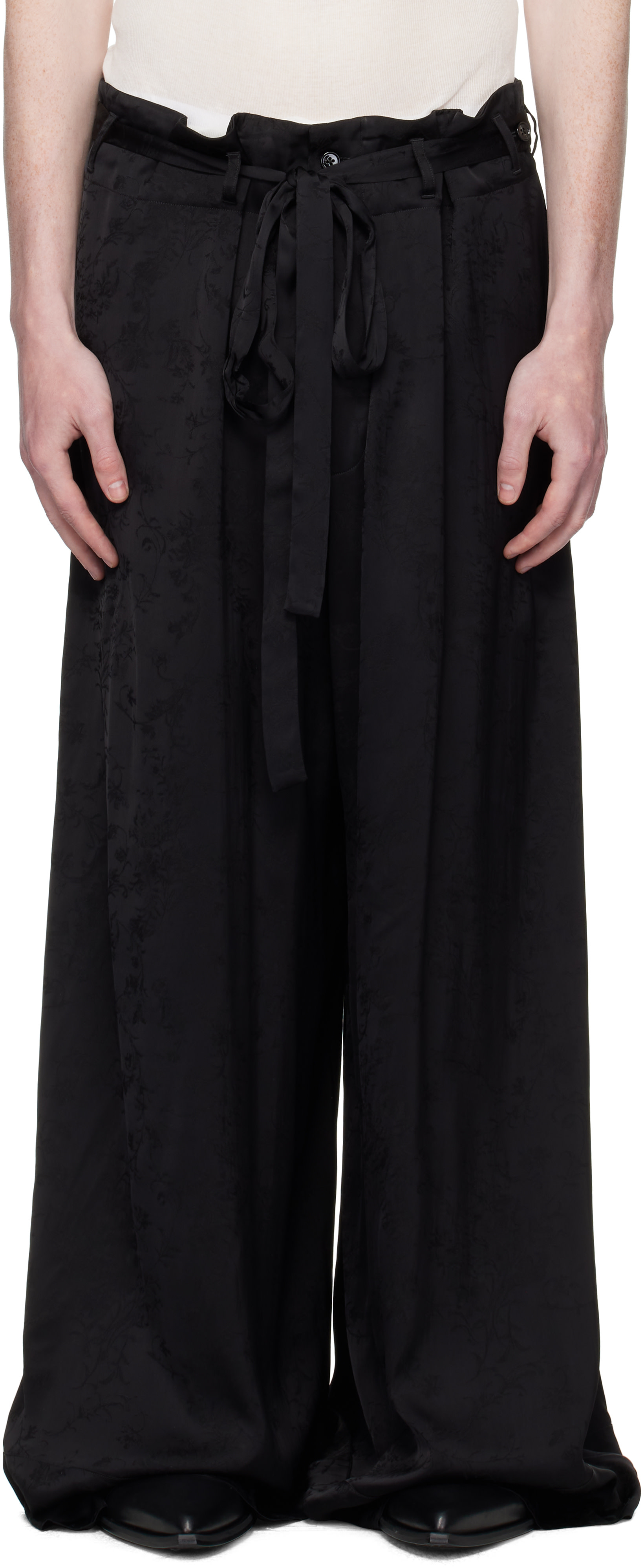 Ann Demeulemeester: Black Bruse Wide Lounge Pants | SSENSE