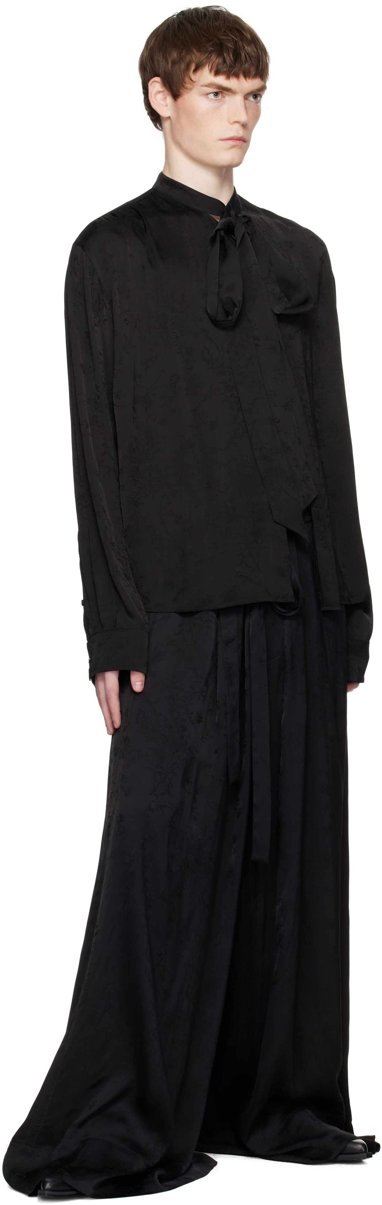 Ann Demeulemeester: Black Bruse Wide Lounge Pants | SSENSE