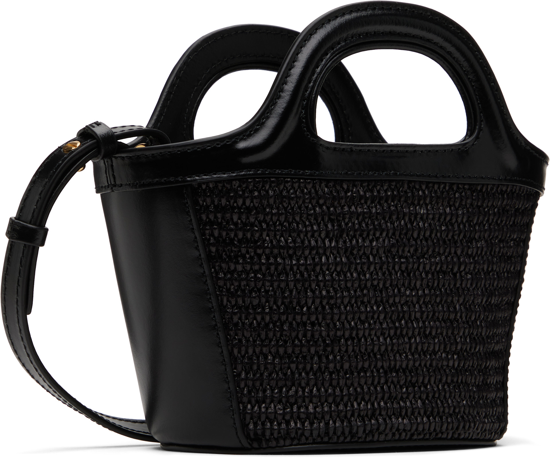 MARNI マルニ Tropicalia micro ブラックレザー Marni: Black Tropicalia Micro Tote | SSENSE