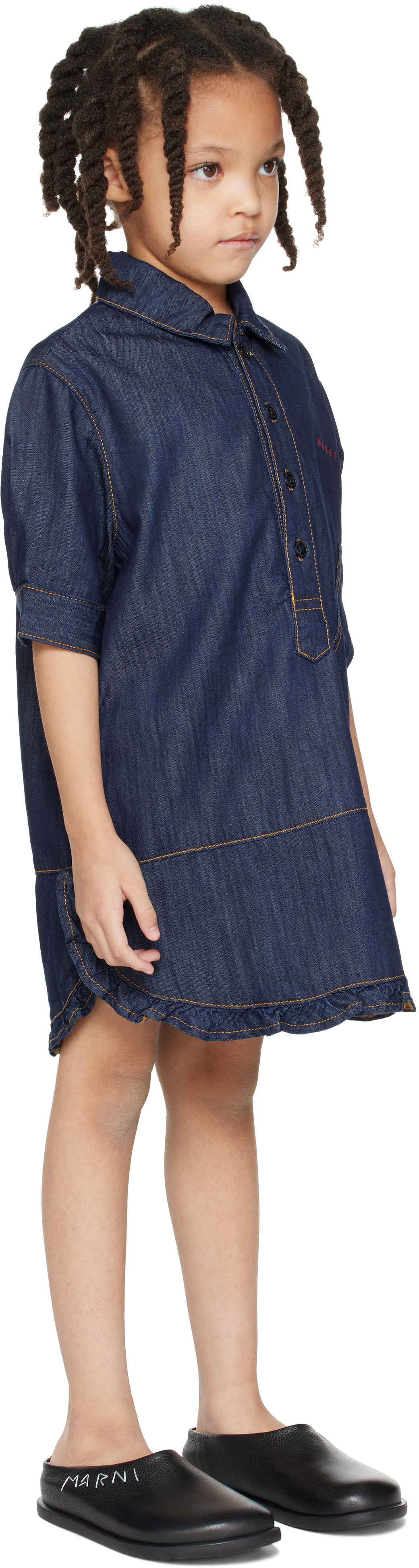 marni denim dress ASYMMETRIC (S/M) printed with the effect of irregular strokes to bring depth and movement to the silhouette Marni Dress Woman color Blue