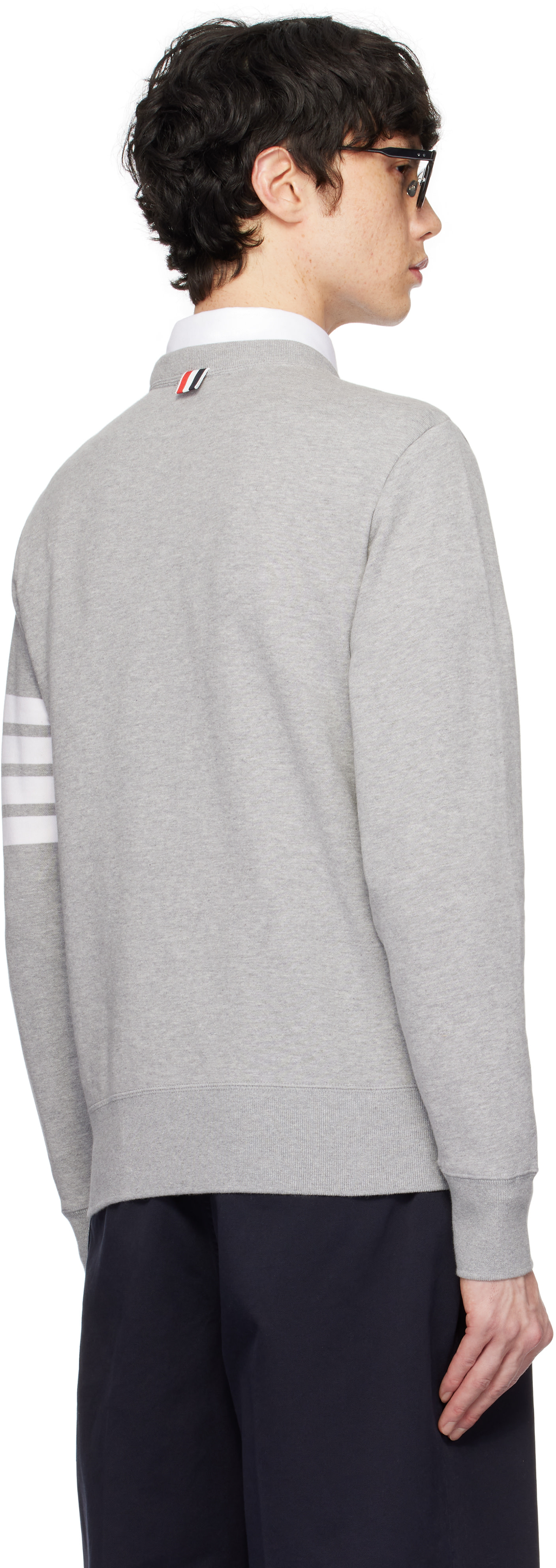 Thom Browne: Gray Classic Loopback 4-Bar Sweatshirt | SSENSE