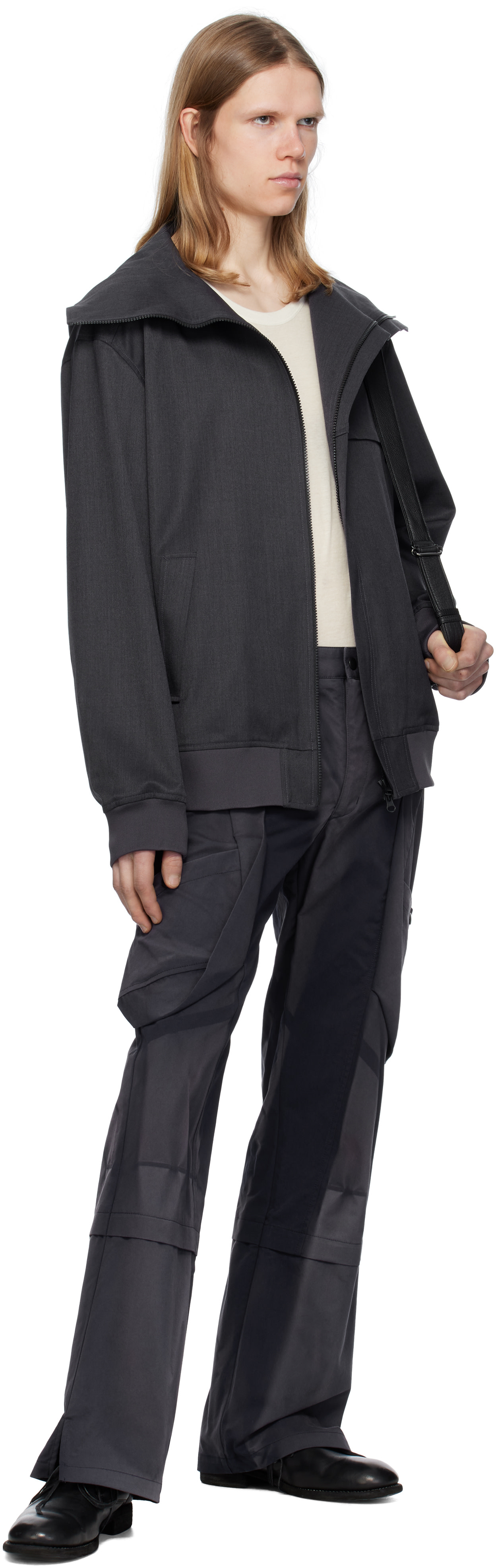 JiyongKim: Blue Sun-Bleached Draped Pocket Trousers | SSENSE