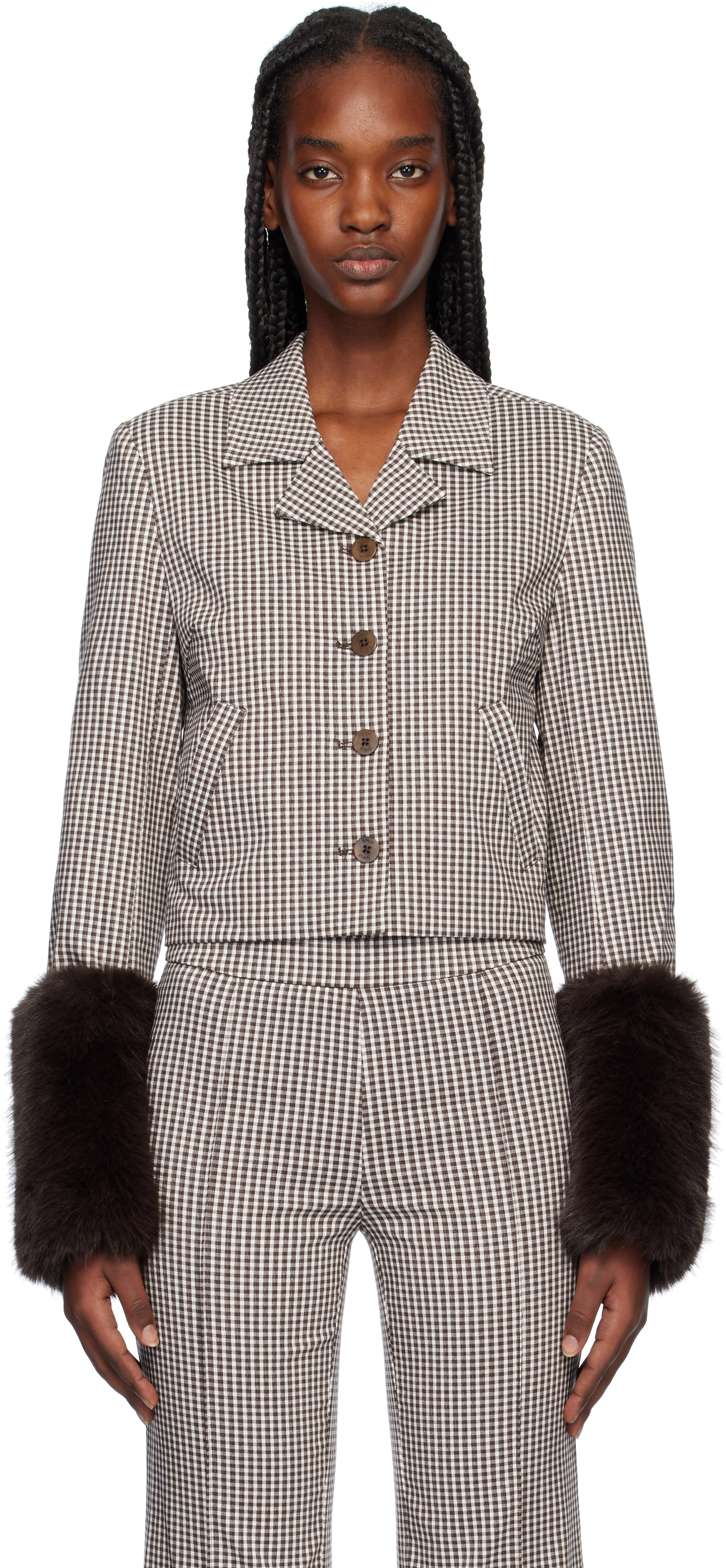 Staud - Blouson Regency brun et blanc