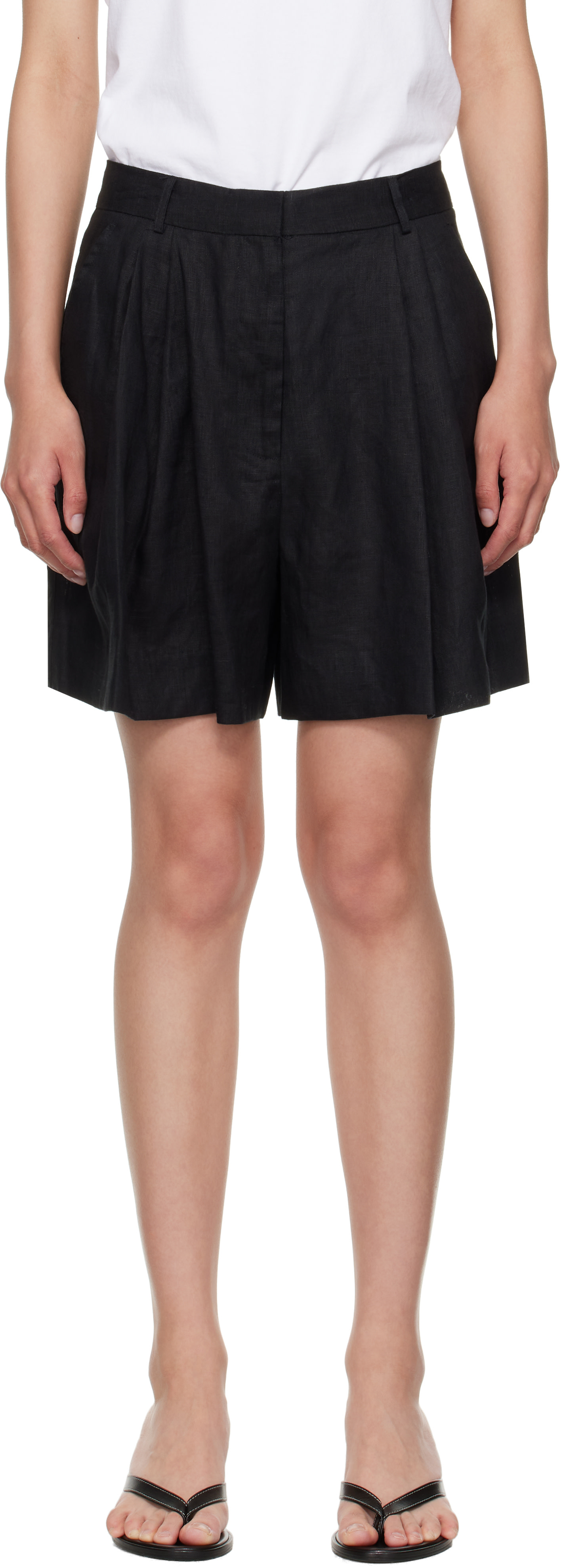 Staud - Short Cruz noir en lin