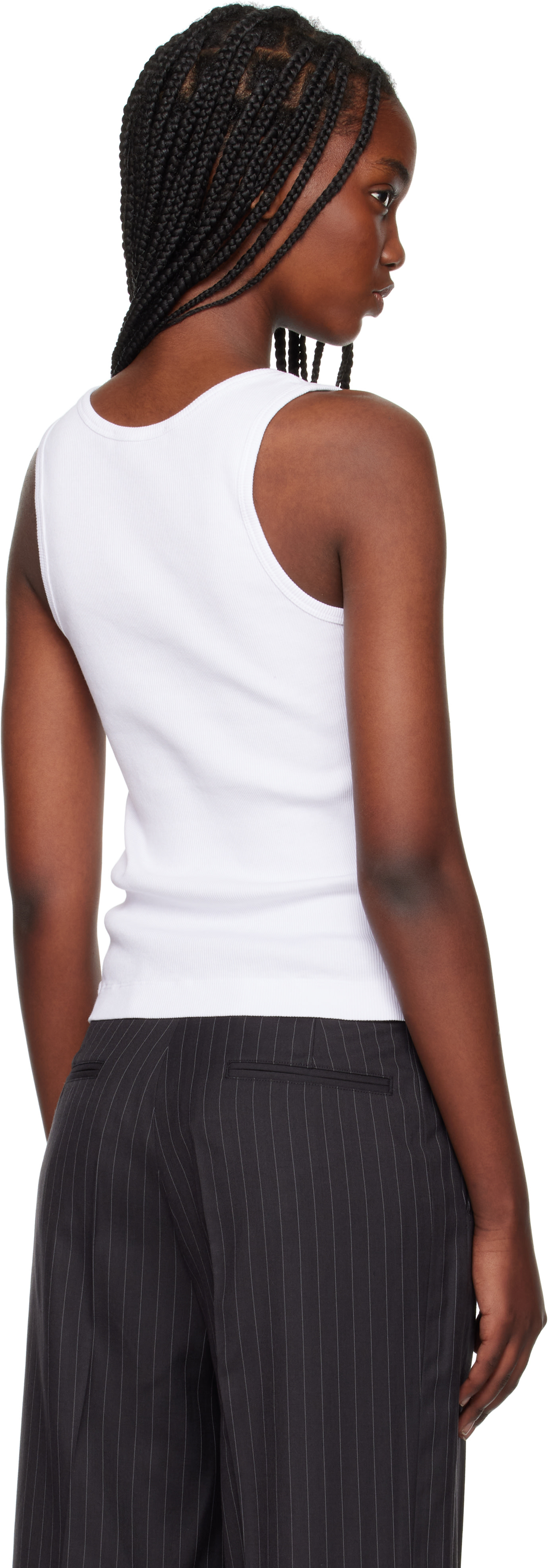 Maison Kitsuné: White Baby Fox Ribbed Tank Top | SSENSE