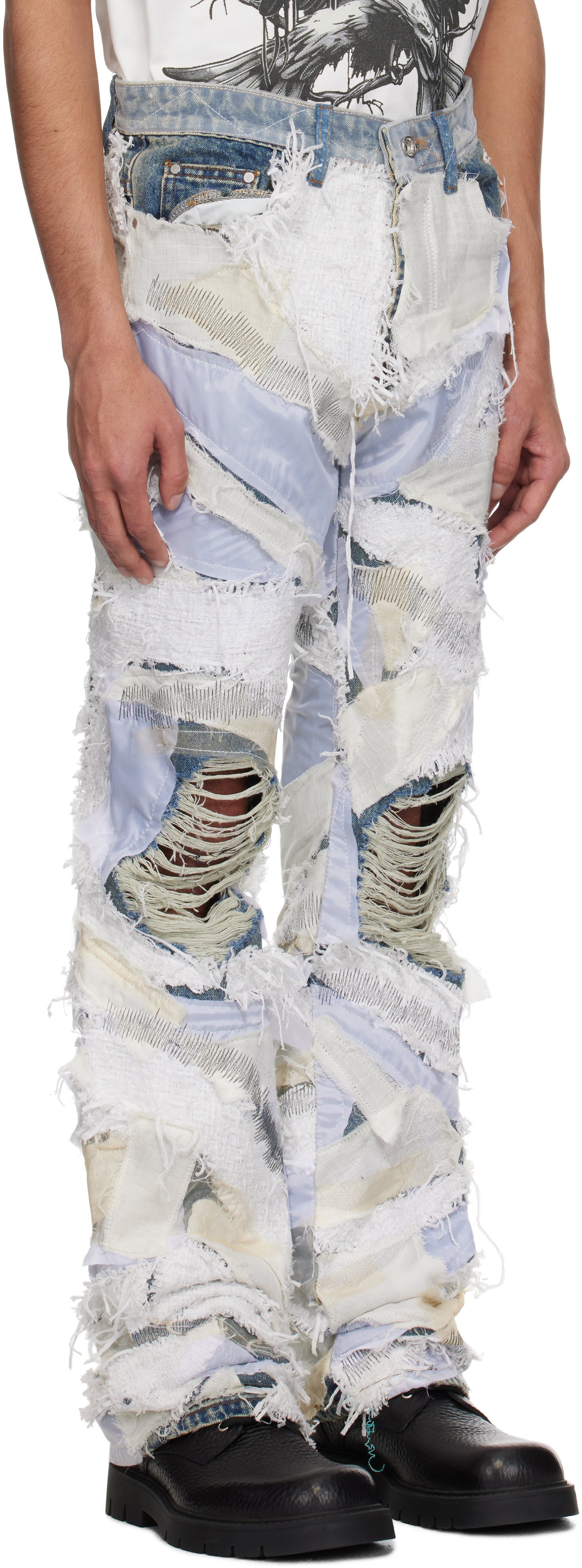 Who Decides War - Jean blanc à assemblage à patchwork