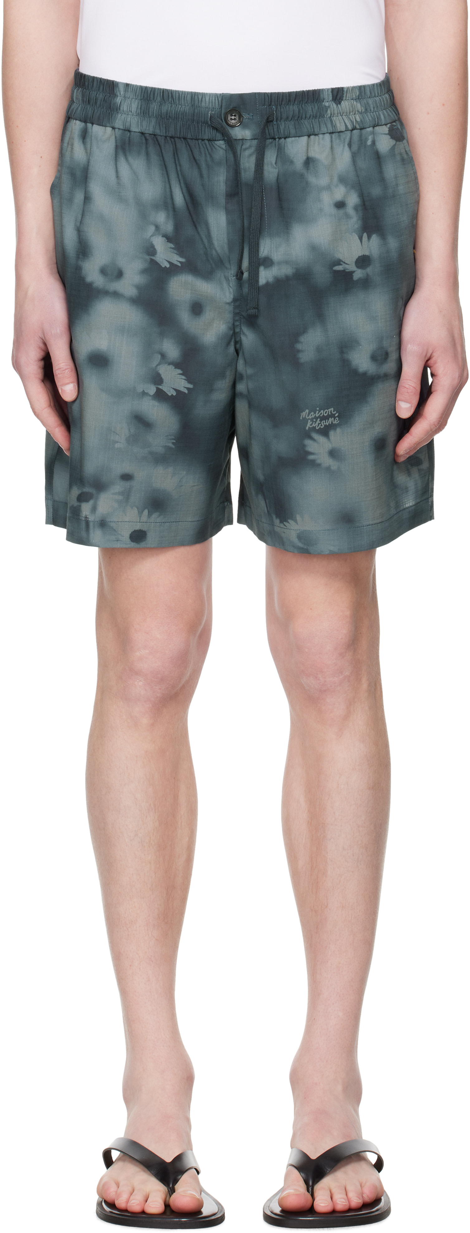 Maison Kitsuné - Short bleu à taille élastique