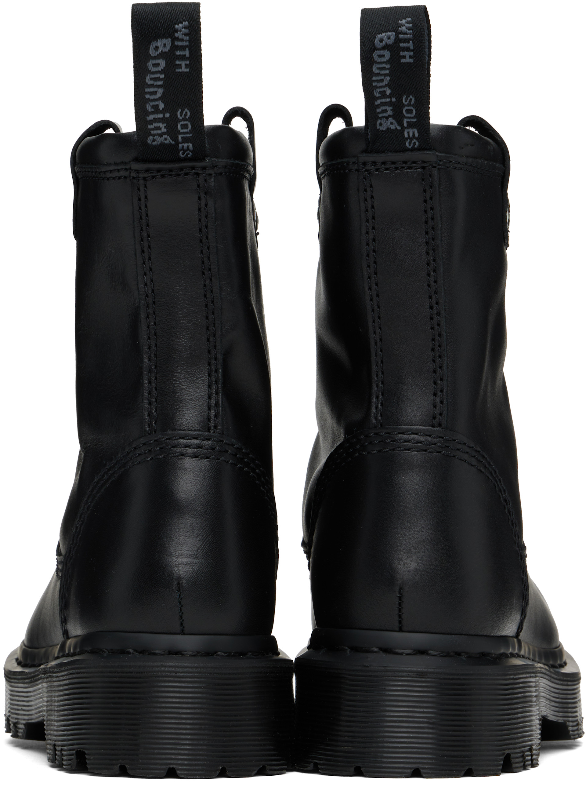 Dr. Martens: Black Anistone Lo Leather Boots | SSENSE
