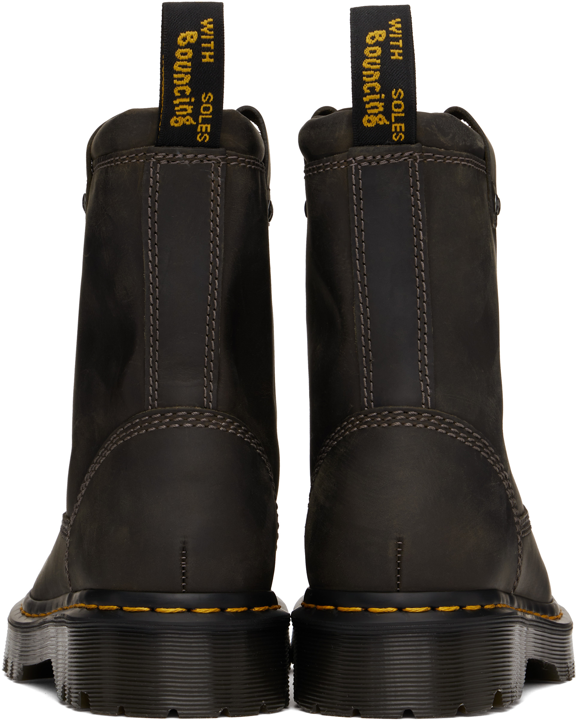 Dr. Martens: Gray Anistone Lo Leather Boots | SSENSE