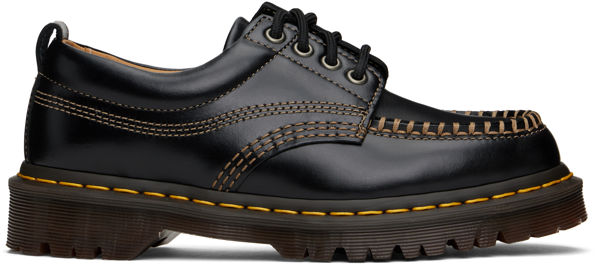 Dr. Martens - 블랙 로웰 가죽 더비 슈즈