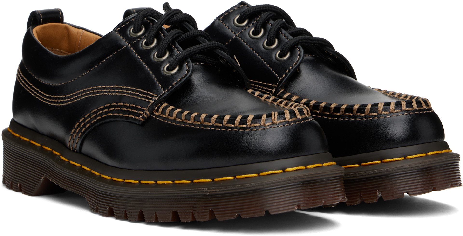 Dr. Martens - 블랙 로웰 가죽 더비 슈즈