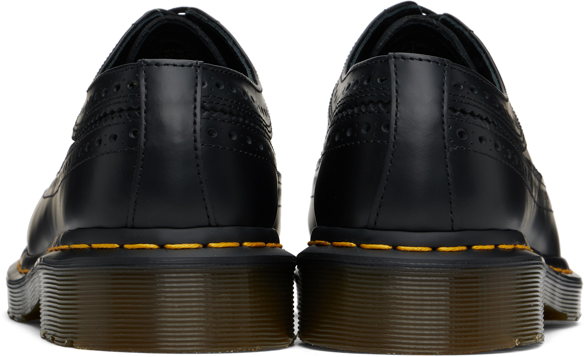 Dr. Martens: Black 3989 Yellow Stitch Smooth Leather Brogues