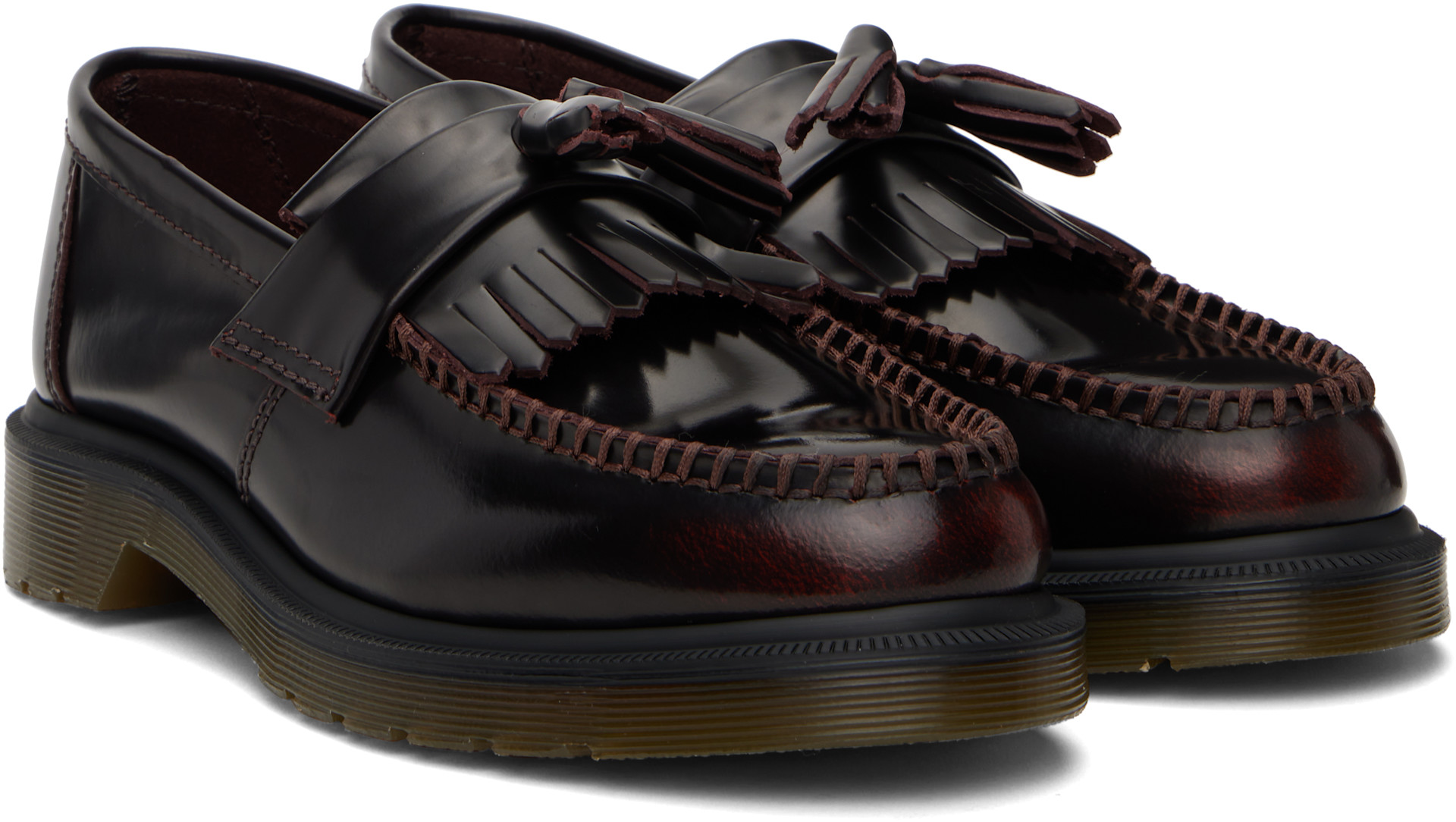 Dr. Martens バーガンディ Adrian タッセルローファー Dr. Martens: バーガンディ Adrian Arcadia レザー タッセルローファー
