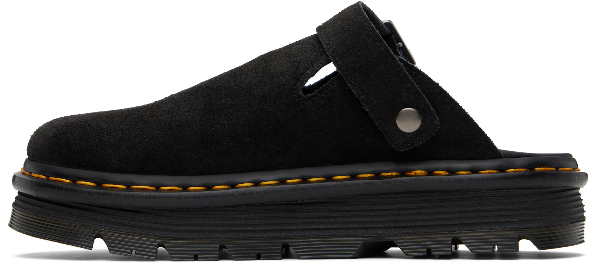 Dr. Martens: Black Zebzag Suede Casual Slingback Platform Slip-on