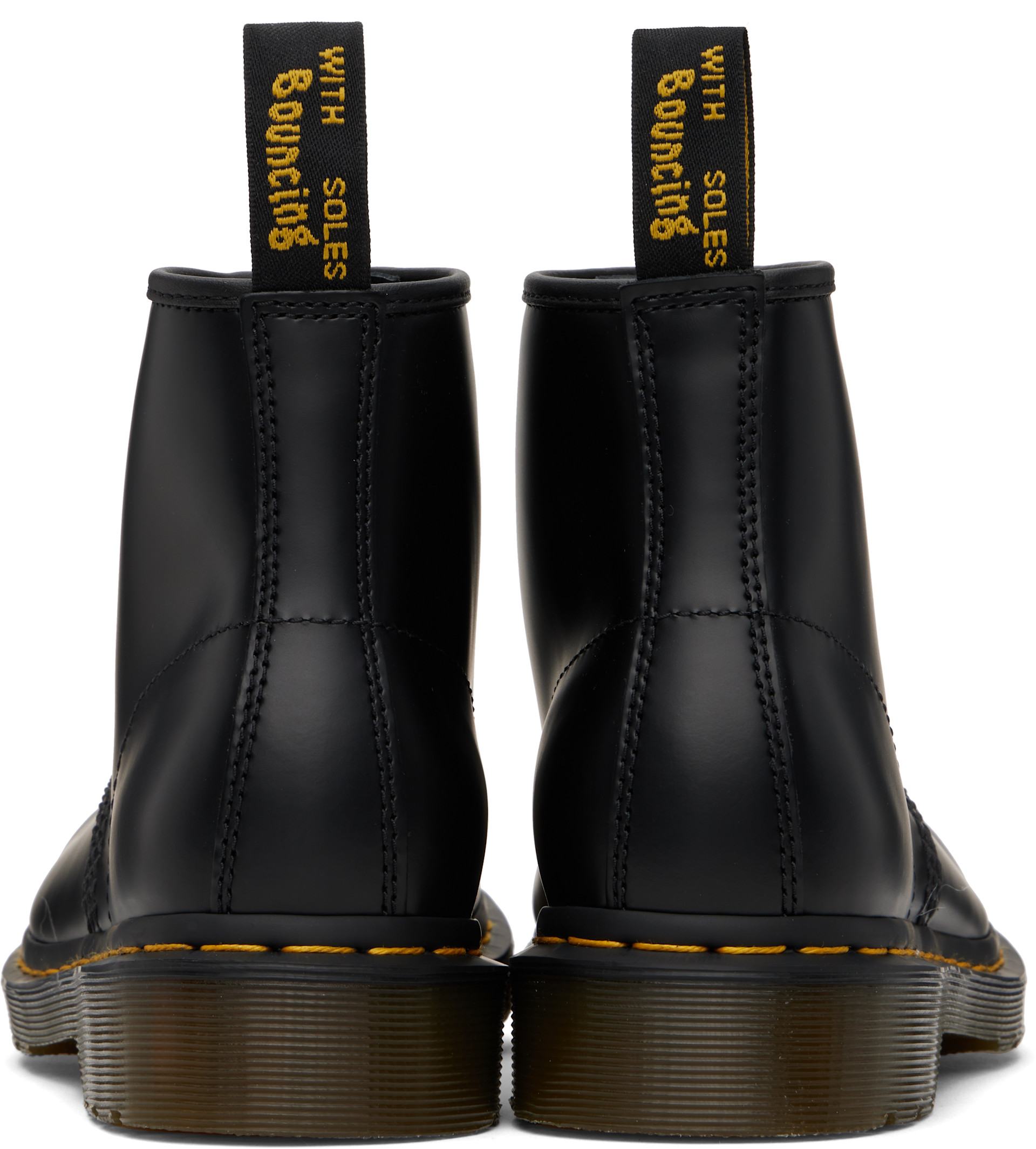 Dr. Martens: ブラック 101 イエローステッチ スムースレザー アンクル