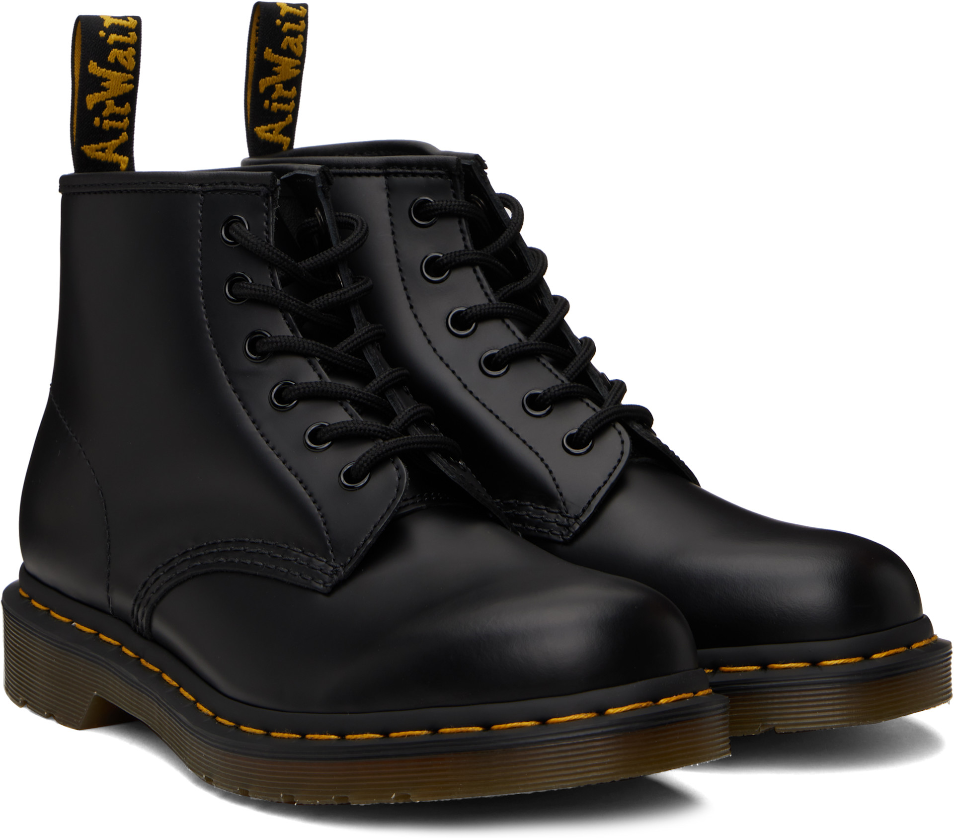 Dr. Martens ブラックブーツ イエローステッチ Dr. Martens: ブラック 101 イエローステッチ スムースレザー アンクル