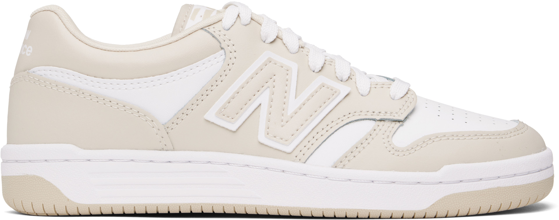 New Balance - Baskets 480 beige et blanc