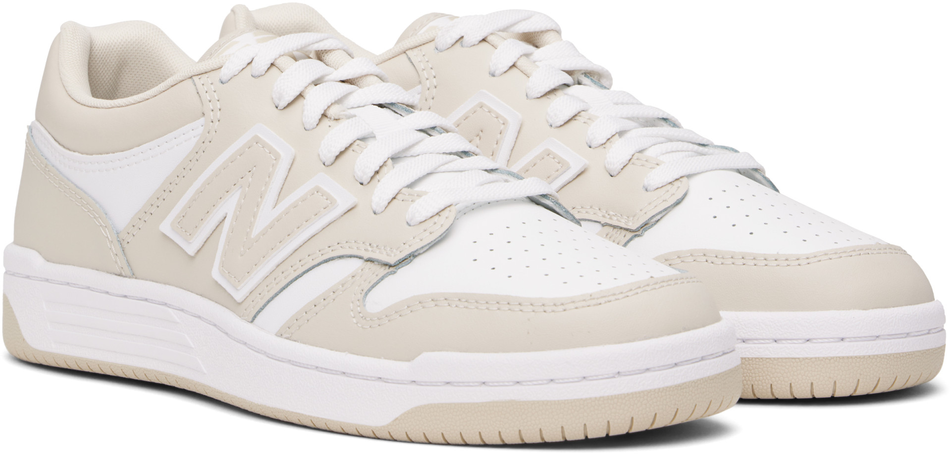 New Balance - Baskets 480 beige et blanc