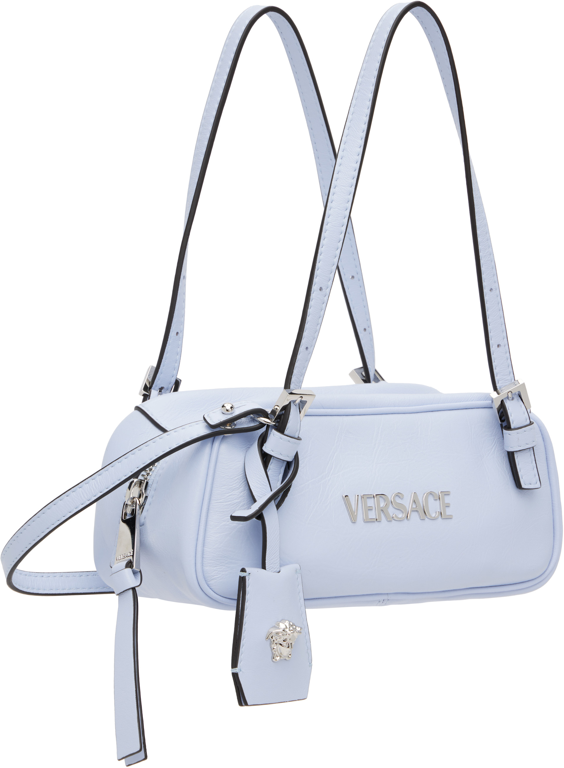 Versace - Mini sac de bowling bleu à logos