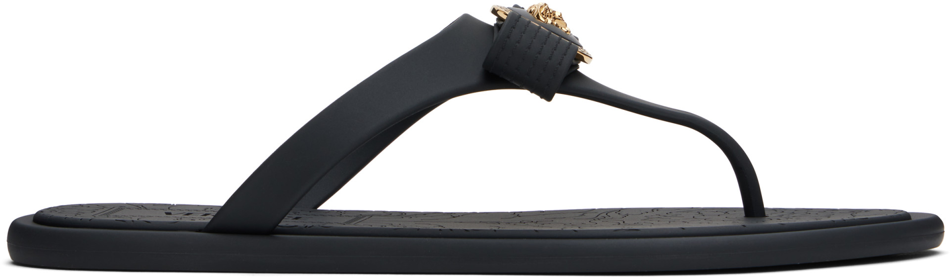Versace - Black Gianni Ribbon Flip-Flops