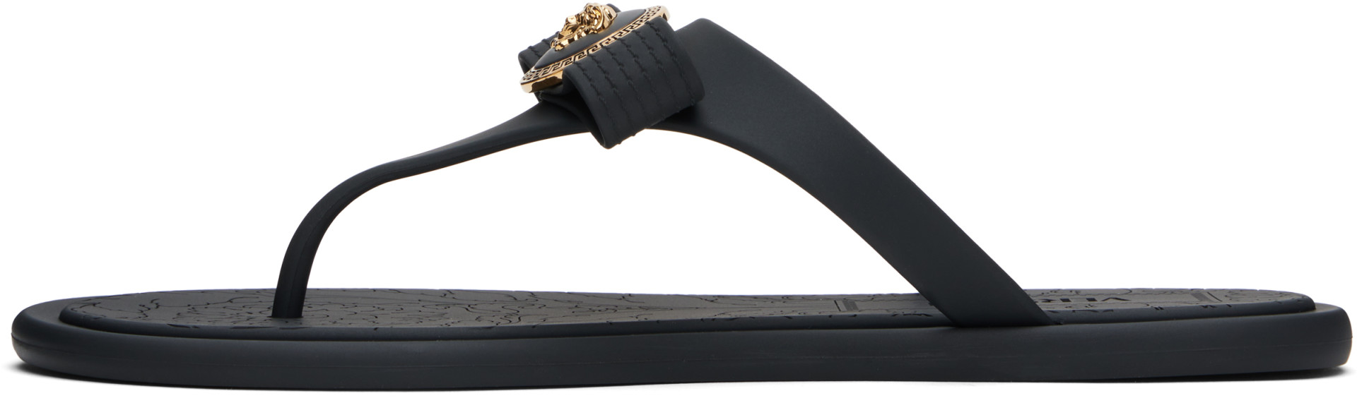 Versace - Black Gianni Ribbon Flip-Flops