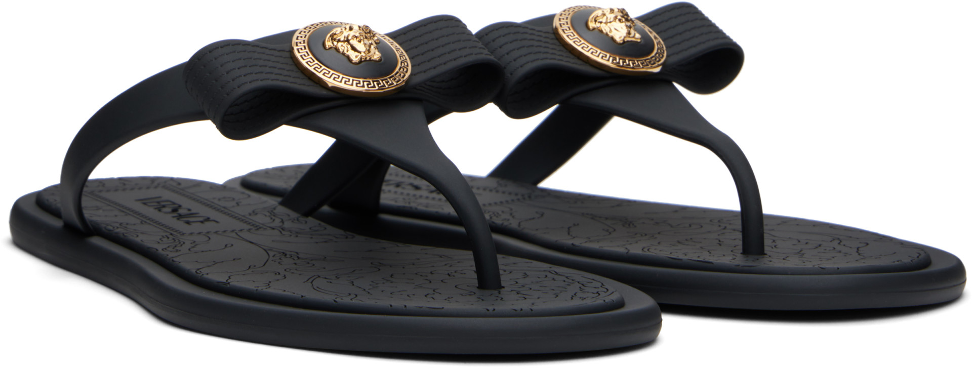 Versace - Black Gianni Ribbon Flip-Flops