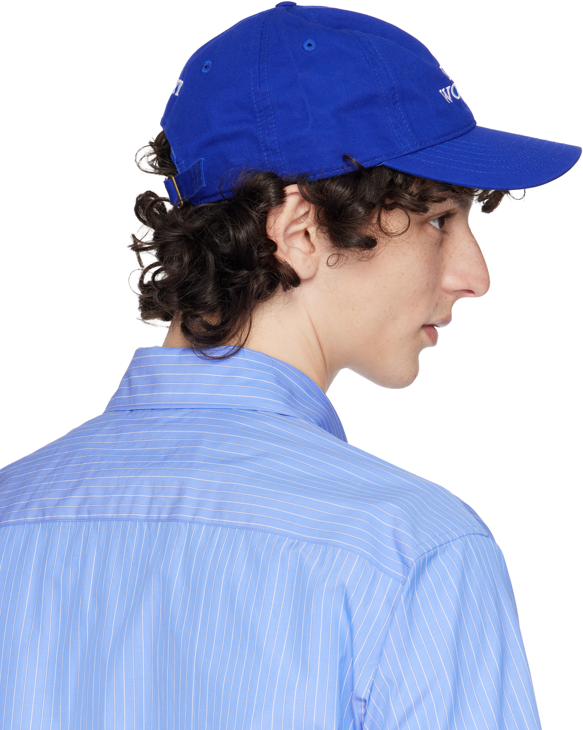IDEA: Blue 'I DON'T WORK HERE' Cap | SSENSE Canada
