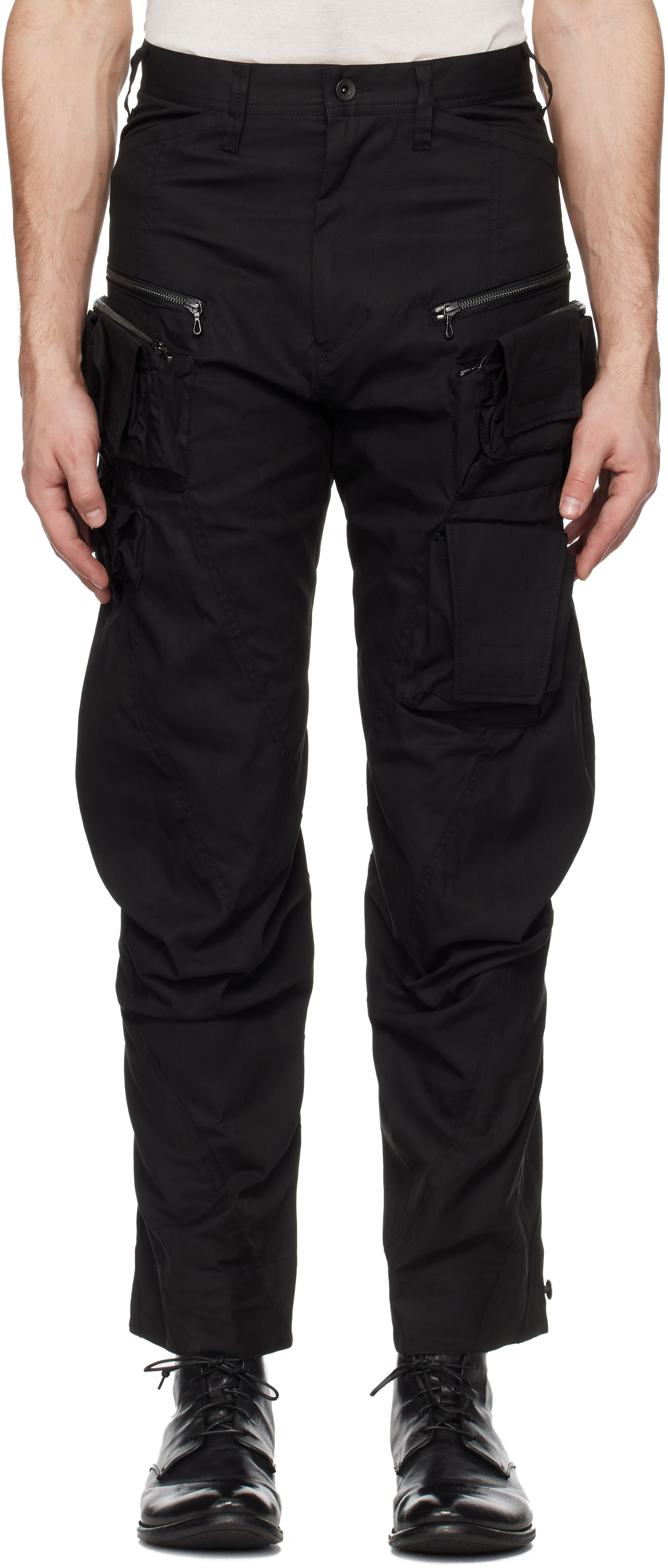 ◎2010ss Julius multi zip gimmick pants Julius: Black Tactical Cargo Pants | SSENSE