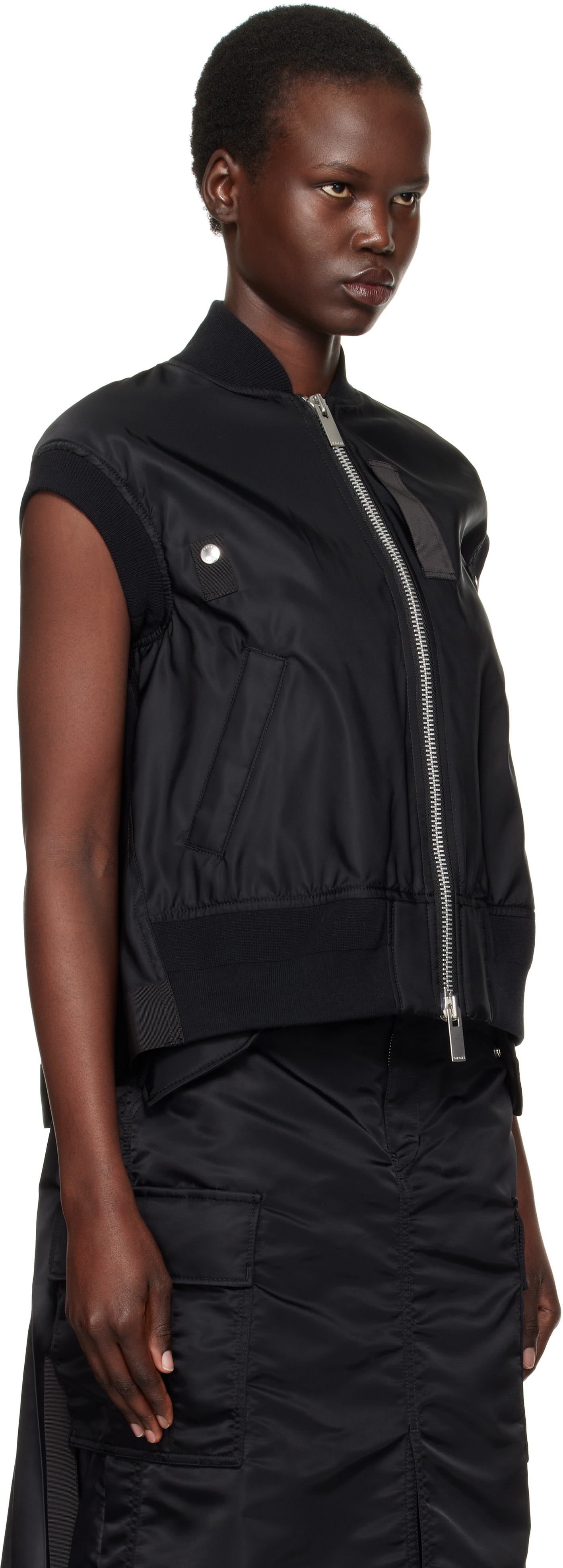 Sacai サカイ 23ss ミリタリーNylon Twill Vest sacai: Black Twill Vest | SSENSE