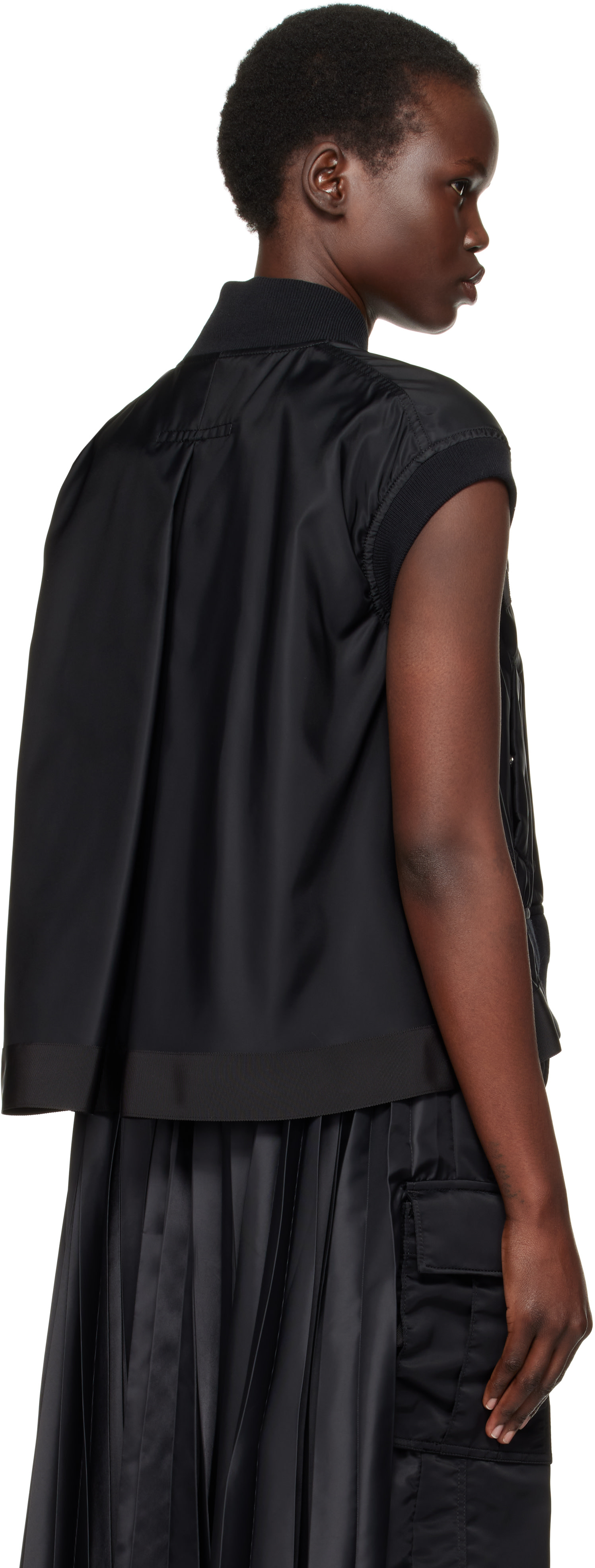 sacai: Black Twill Vest | SSENSE