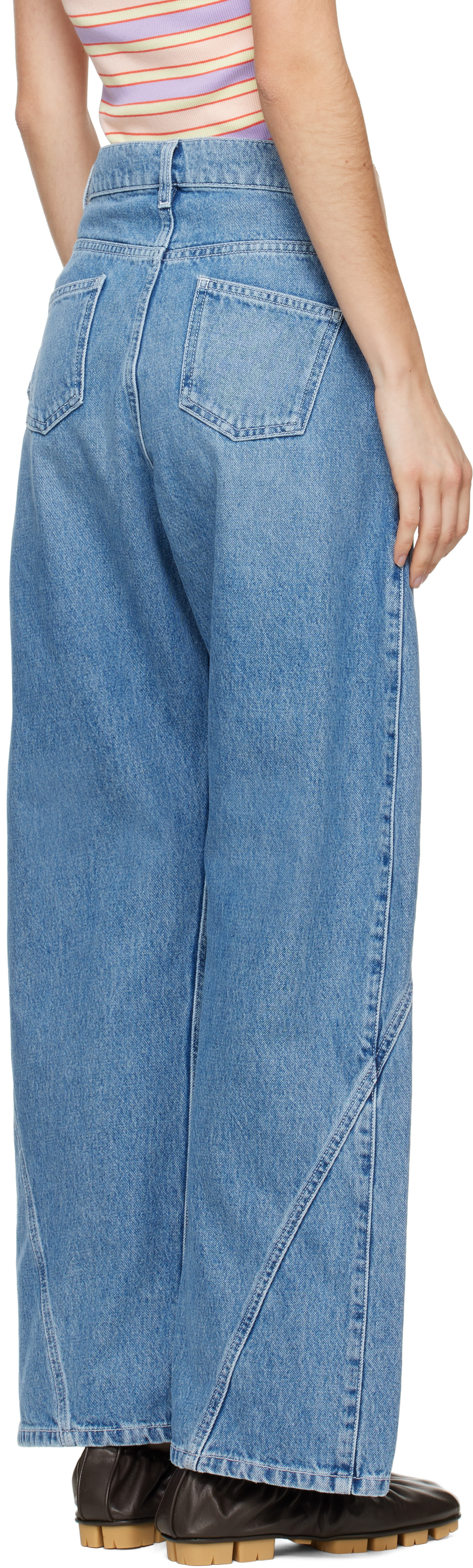 JW Anderson: Blue Twisted Workwear Jeans | SSENSE