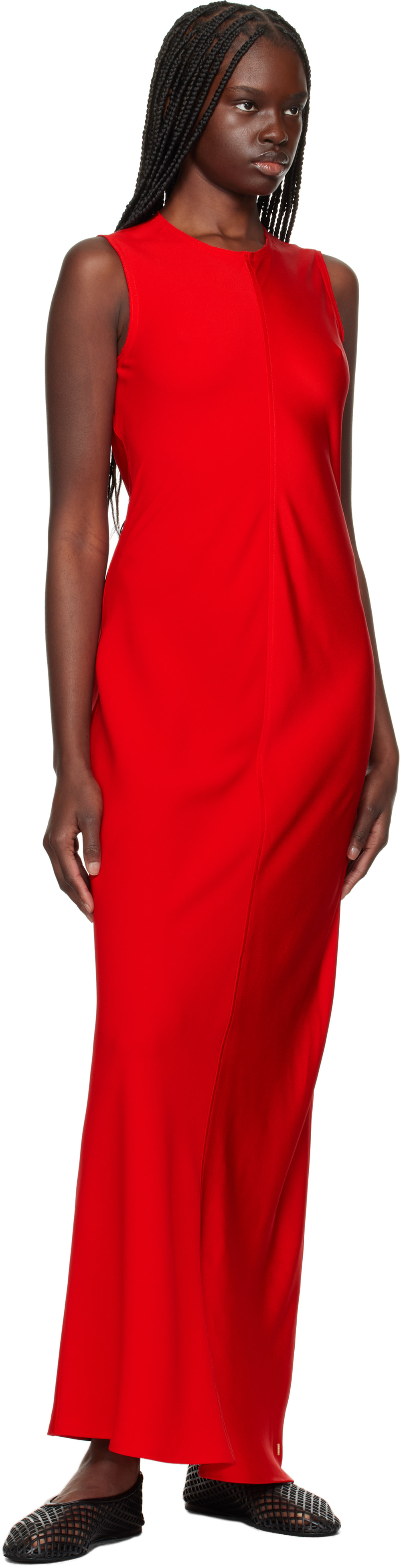 AMI Paris: Red Straight Maxi Dress | SSENSE