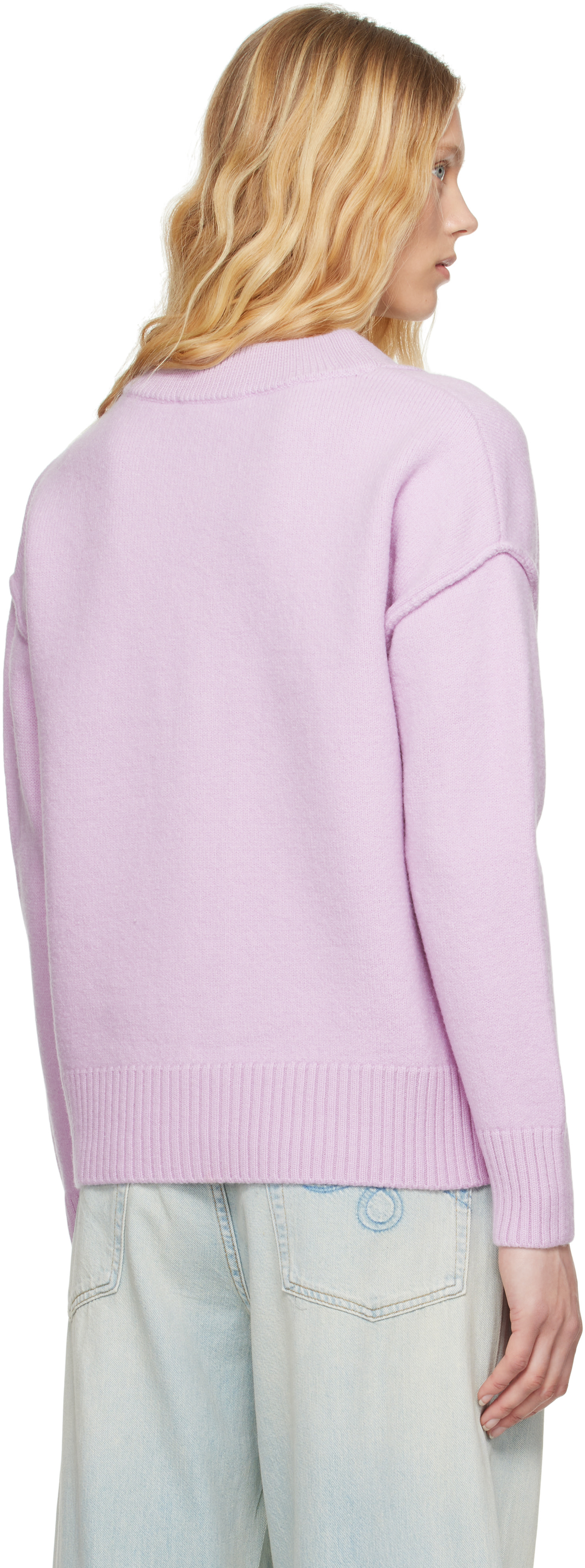 AMI Paris: パープル Ami de Coeur ウール カーディガン | SSENSE 日本