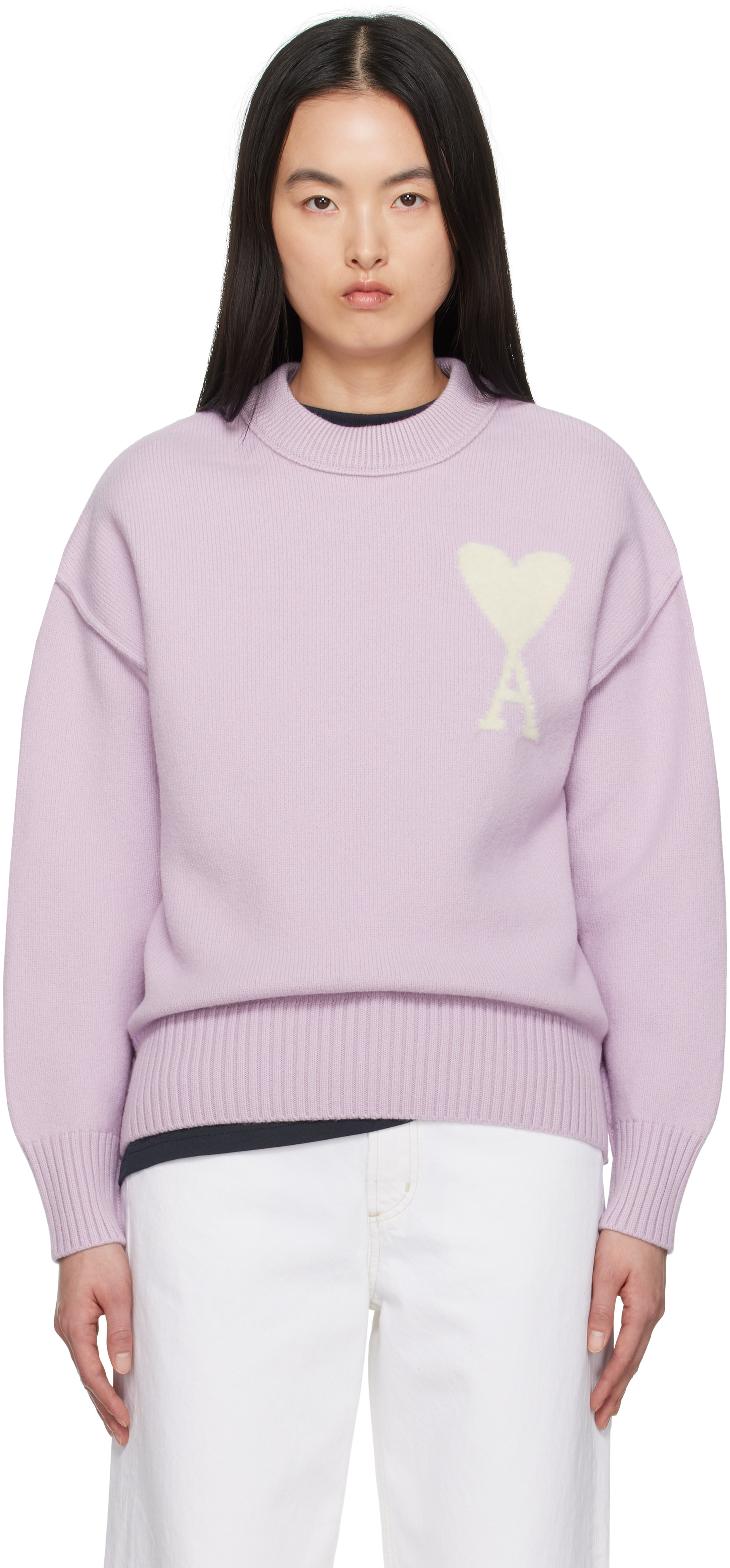 AMI Paris: パープル Ami de Coeur ウール セーター | SSENSE 日本