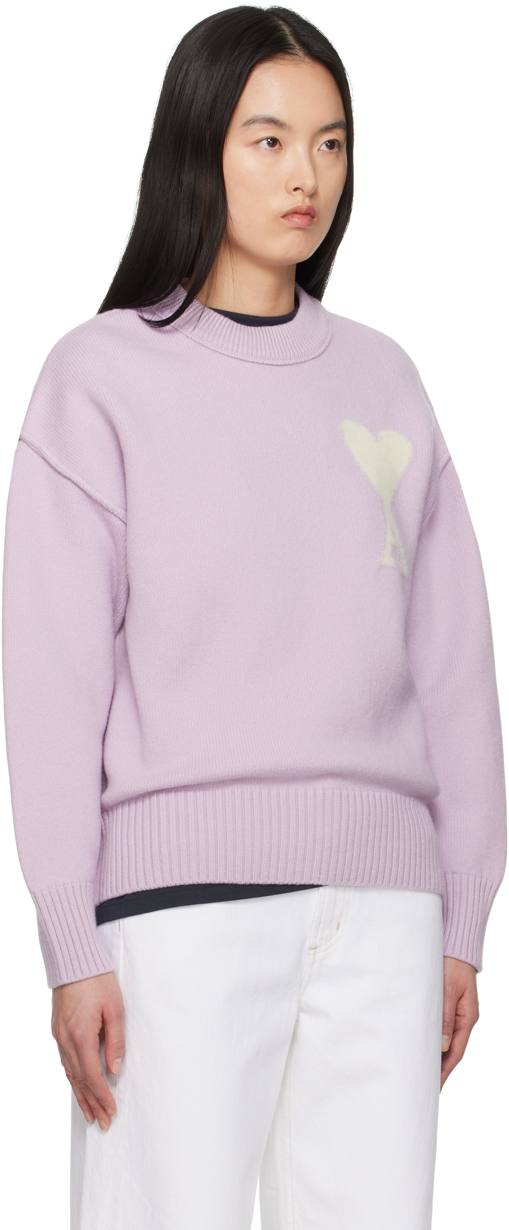 AMI Paris: Purple Wool Ami de Coeur Sweater | SSENSE Denmark