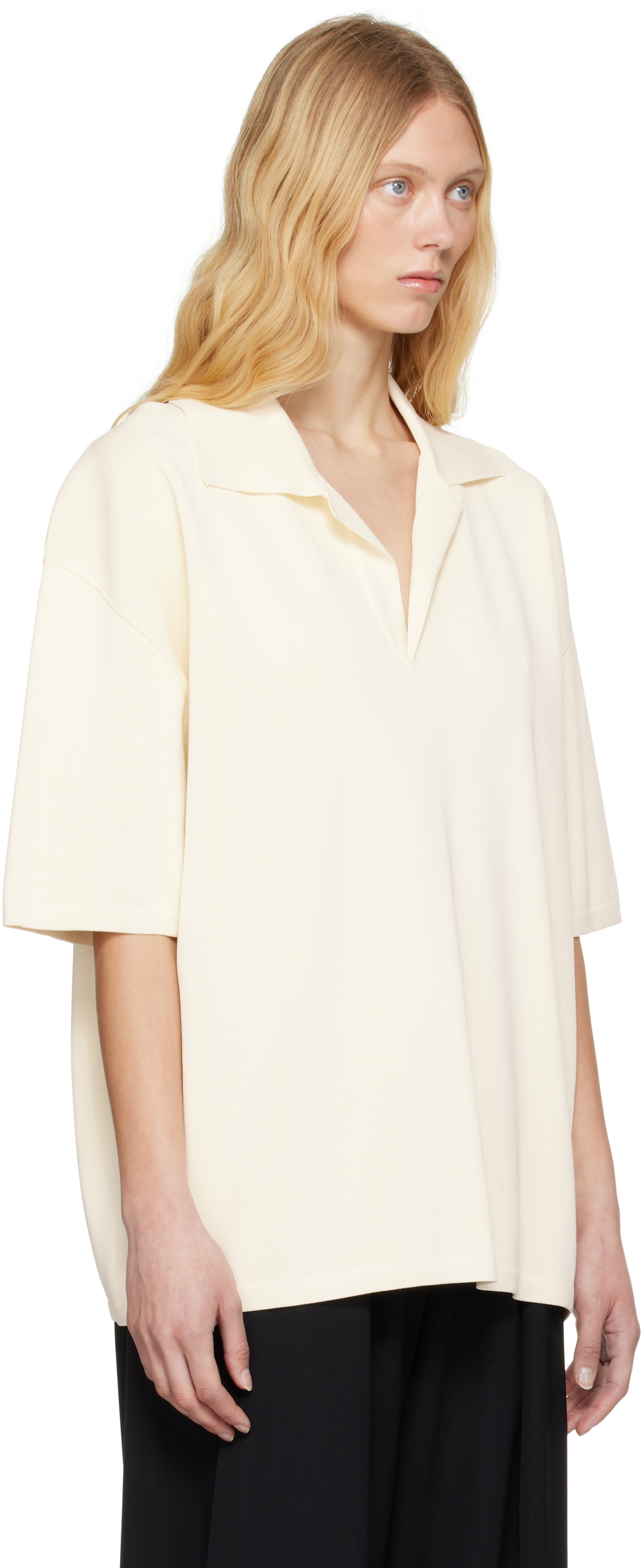 AMI Paris: Off-White Short Sleeve Polo | SSENSE