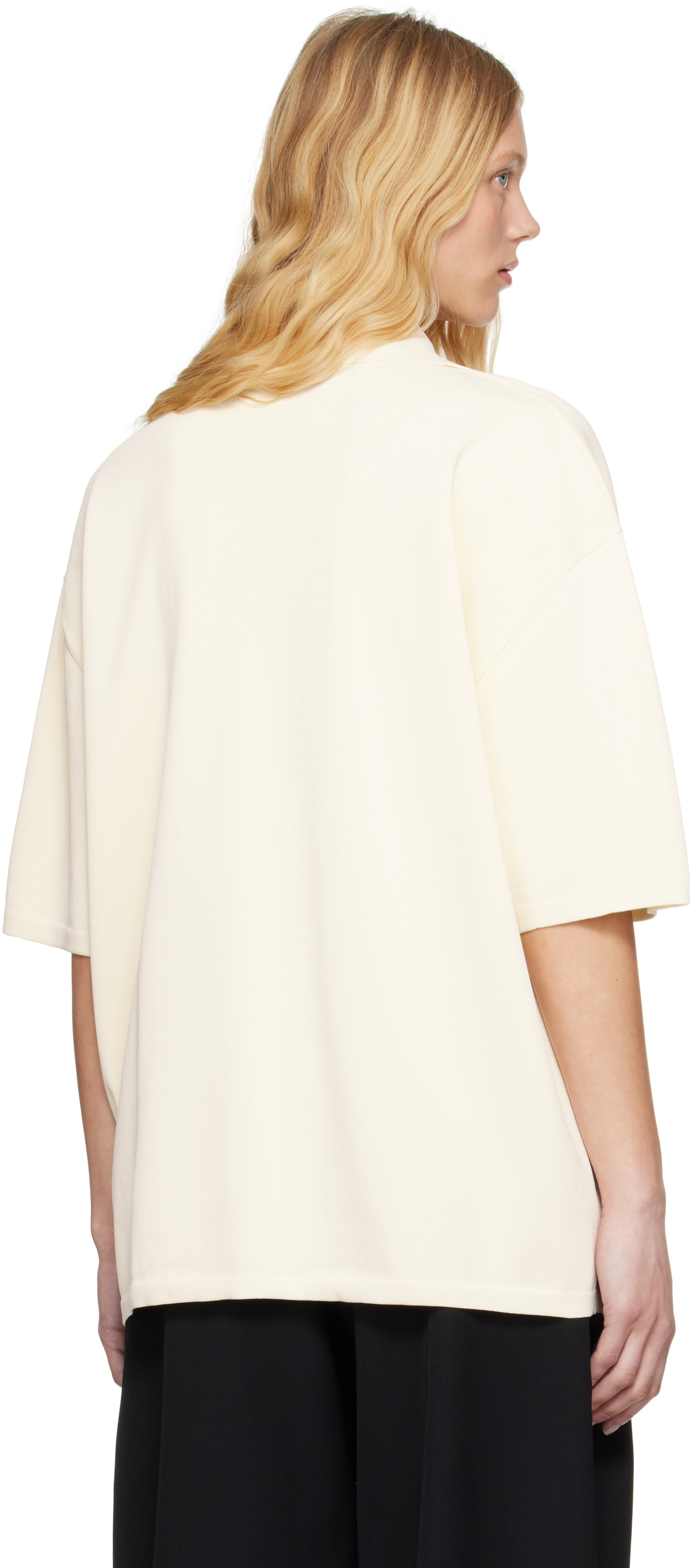 AMI Paris: Off-White Short Sleeve Polo | SSENSE