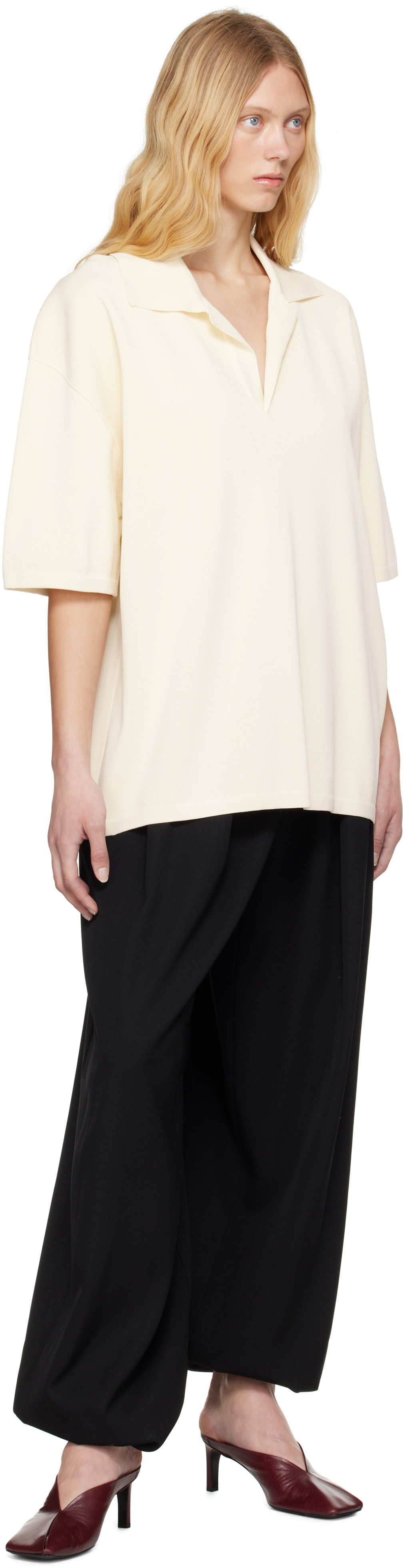 AMI Paris: Off-White Short Sleeve Polo | SSENSE